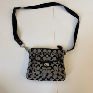 Coach Signature Black and Gray Crossbody Bag